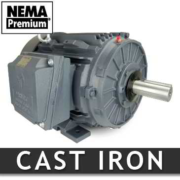 1.5 HP Three Phase Cast Iron Motor - Frame: 143TC - RPM: 3600